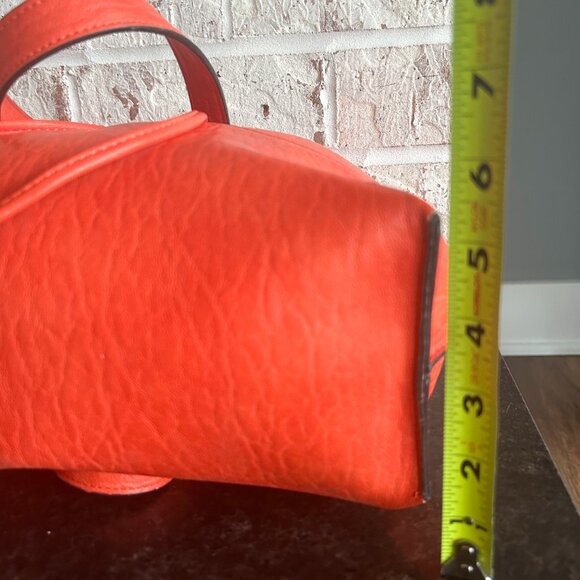 Calvin Klein Purse, Reversible Leather Look Orange Purse Shoulder Bag Drawstring - Picture 7 of 9
